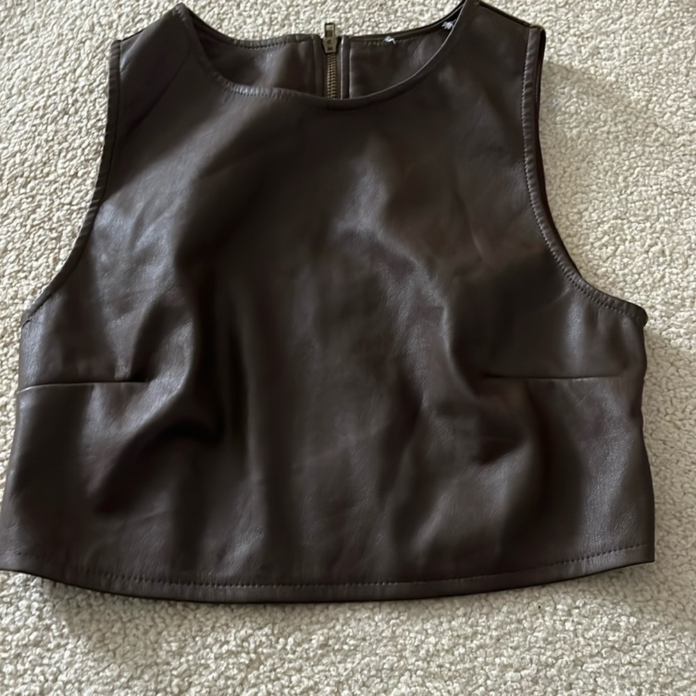 Leather crop tank